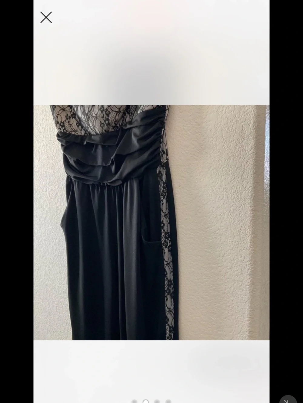 Black Lace-Accented Strapless Jumpsuit